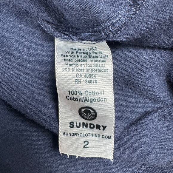 Sundry Women’s Lightning Bolt Graphic Navy Blue Sleeveless Shirt Size 2 M/L - Picture 5 of 7